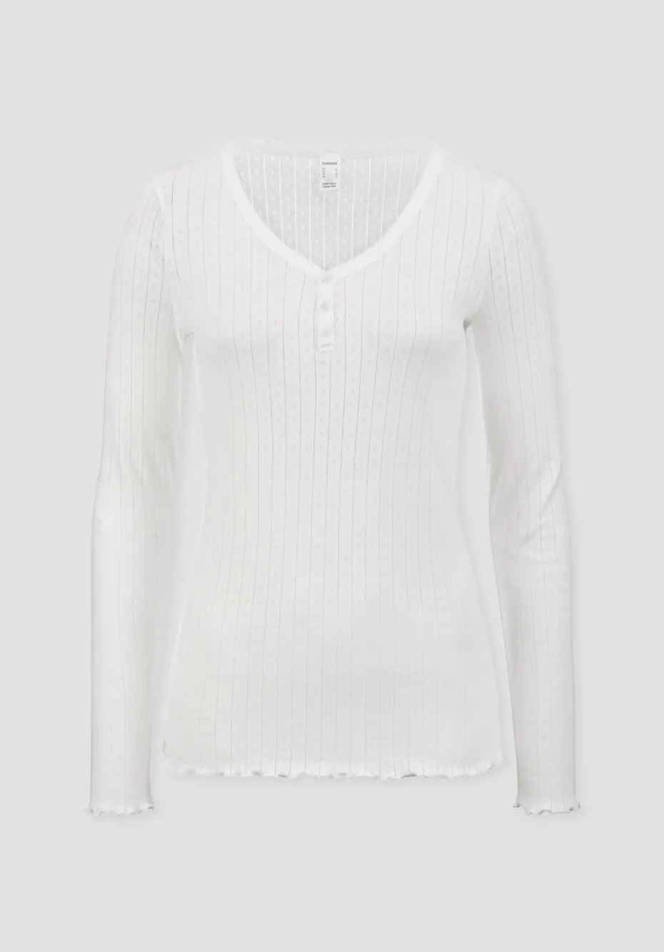 hessnatur Pointelle Henley Schlafshirt PURE COTTON aus reiner Bio-Baumwolle von naturweiss