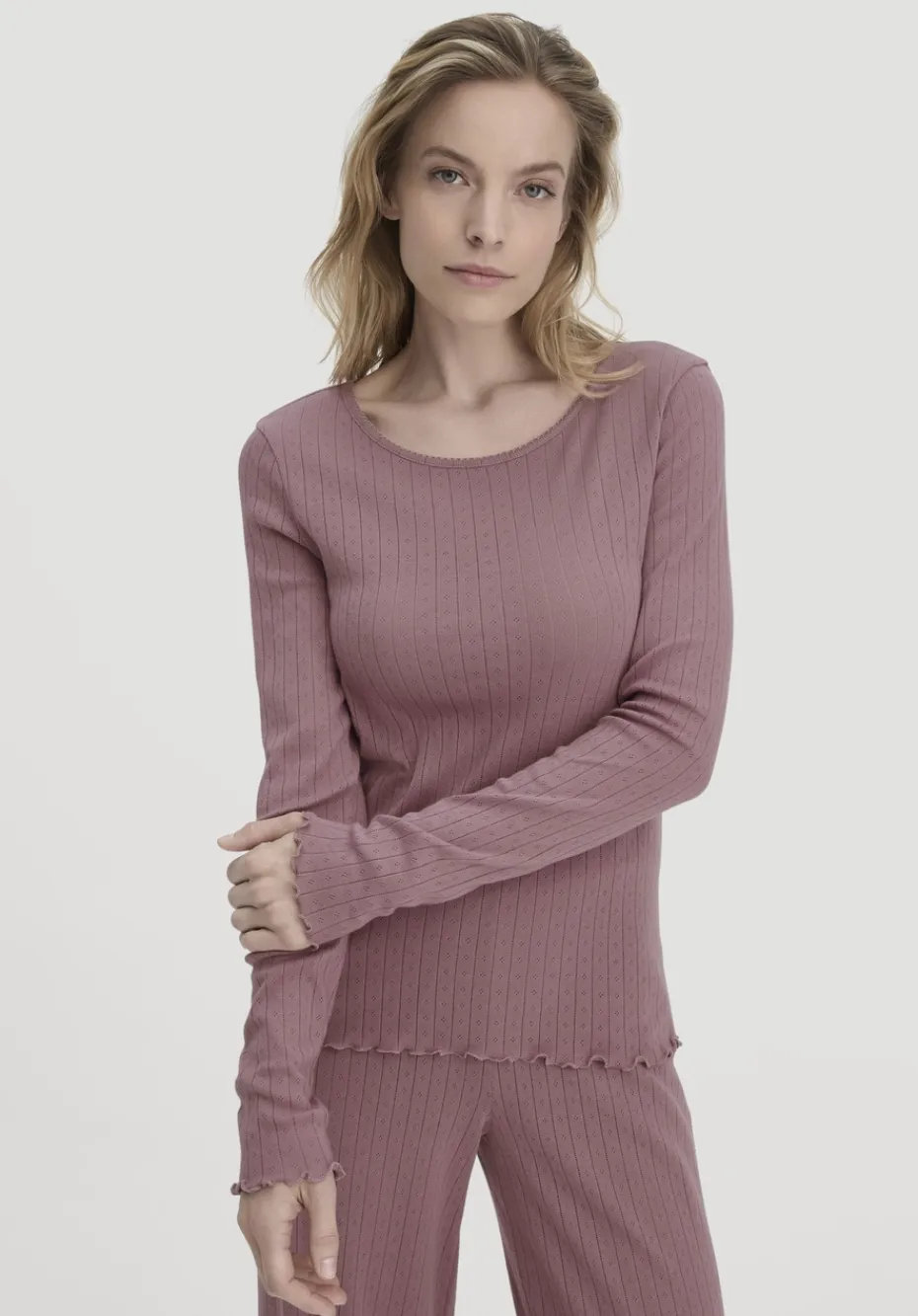 hessnatur Pointelle Loungeshirt PURE COTTON aus reiner Bio-Baumwolle von altrosa Sale