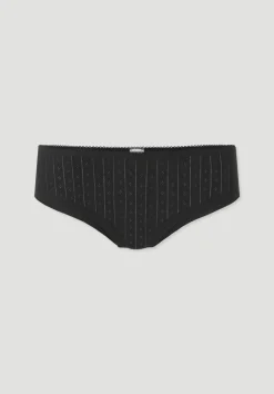 hessnatur Pointelle Panty Regular Cut PURE COTTON aus reiner Bio-Baumwolle von schwarz Clearance