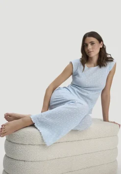 hessnatur Pointelle Schlafhose Relaxed PURE COTTON aus reiner Bio-Baumwolle von nordisch blau Hot