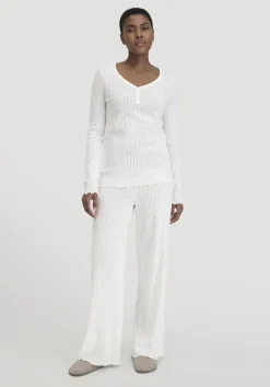 hessnatur Pointelle Schlafhose Relaxed PURE COTTON aus reiner Bio-Baumwolle von naturweiss Sale