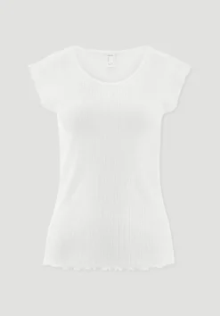 hessnatur Pointelle Schlafshirt PURE COTTON aus reiner Bio-Baumwolle von naturweiss Outlet