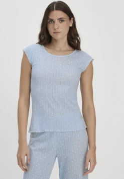 hessnatur Pointelle Schlafshirt PURE COTTON aus reiner Bio-Baumwolle von nordisch blau New