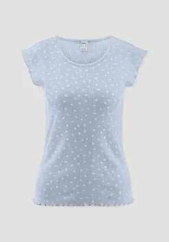 hessnatur Pointelle Schlafshirt PURE COTTON aus reiner Bio-Baumwolle von nordisch blau New