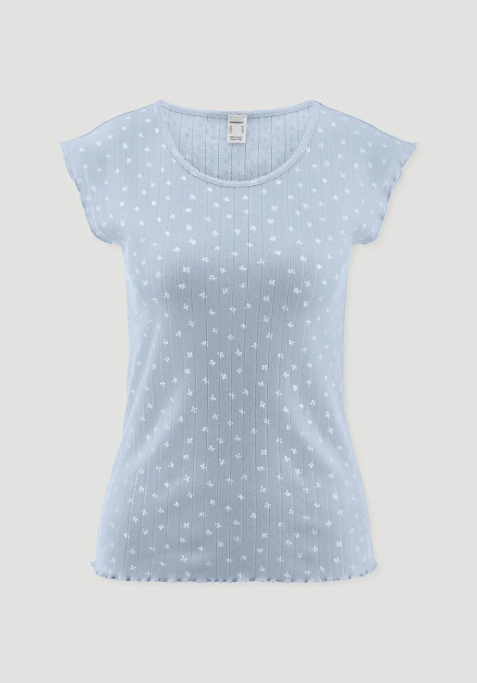 hessnatur Pointelle Schlafshirt PURE COTTON aus reiner Bio-Baumwolle von nordisch blau New