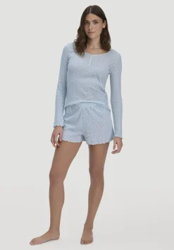hessnatur Pointelle Schlafshorts PURE COTTON aus reiner Bio-Baumwolle von nordisch blau Hot