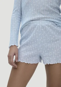 hessnatur Pointelle Schlafshorts PURE COTTON aus reiner Bio-Baumwolle von nordisch blau Hot