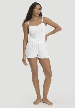 hessnatur Pointelle Schlafshorts PURE COTTON aus reiner Bio-Baumwolle von naturweiss Clearance