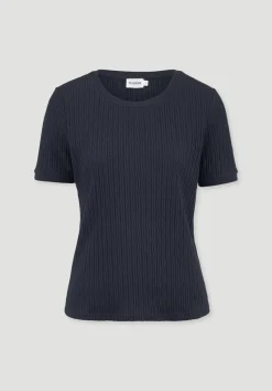 hessnatur Pointelle T-Shirt Regular aus reiner Bio-Baumwolle von marine New