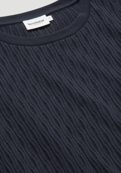 hessnatur Pointelle T-Shirt Regular aus reiner Bio-Baumwolle von marine New