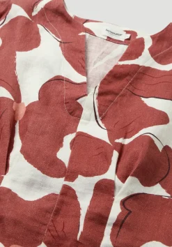 hessnatur Print Bluse Relaxed aus reinem Leinen von terrakotta Clearance