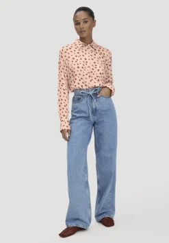 hessnatur Print Bluse Relaxed aus reiner LENZING™ ECOVERO™ Viskose von pfirsichrot Hot