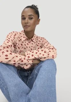 hessnatur Print Bluse Relaxed aus reiner LENZING™ ECOVERO™ Viskose von pfirsichrot Hot