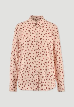 hessnatur Print Bluse Relaxed aus reiner LENZING™ ECOVERO™ Viskose von pfirsichrot Hot
