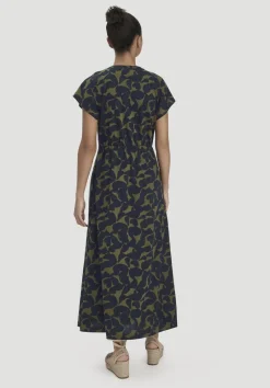 hessnatur Print Jersey Kleid Knöchellang Relaxed aus reiner Bio-Baumwolle von oliv Best