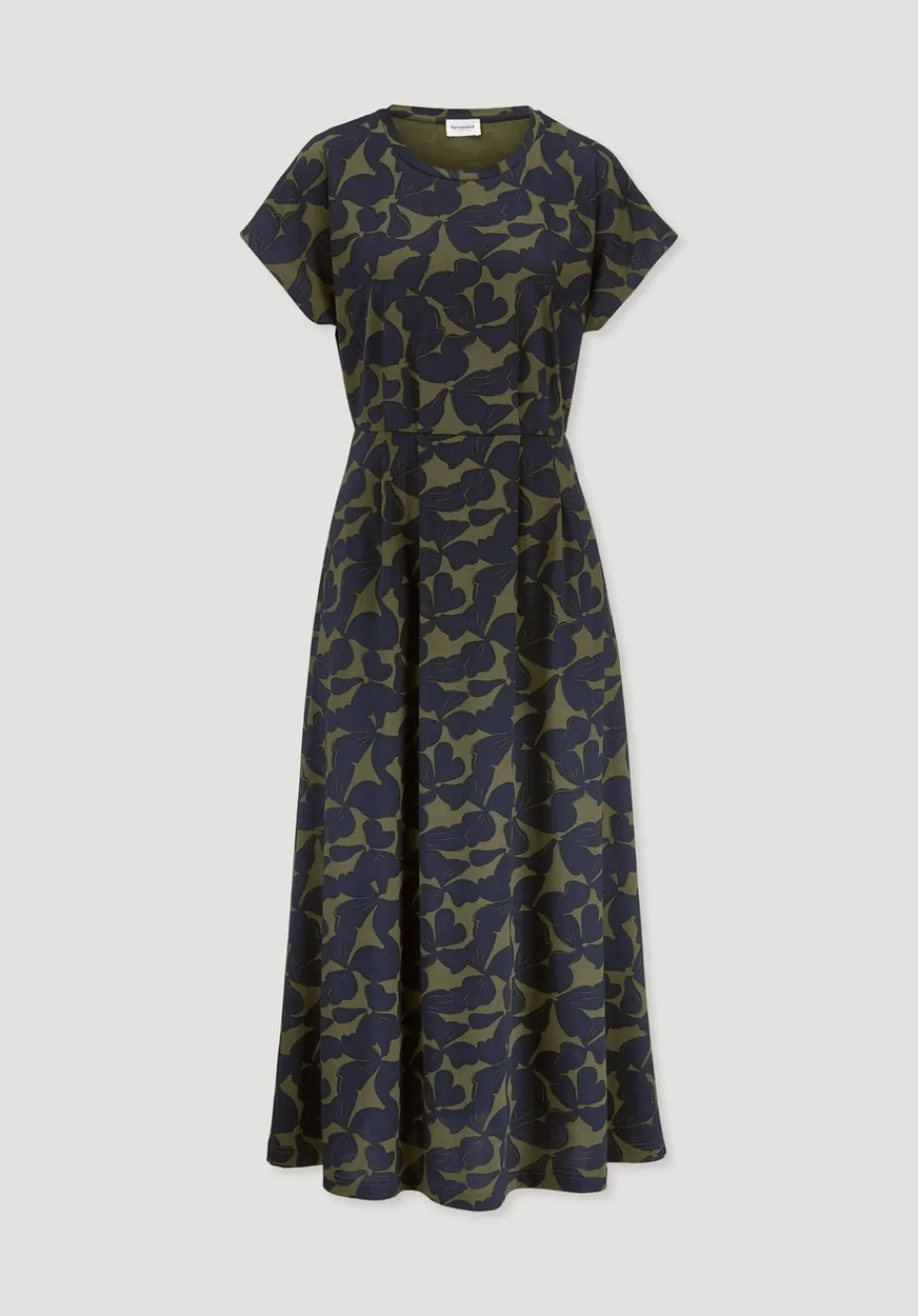 hessnatur Print Jersey Kleid Knöchellang Relaxed aus reiner Bio-Baumwolle von oliv Best