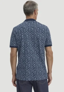 hessnatur Print Piqué Polo Relaxed aus reiner Bio-Baumwolle von nachtblau New