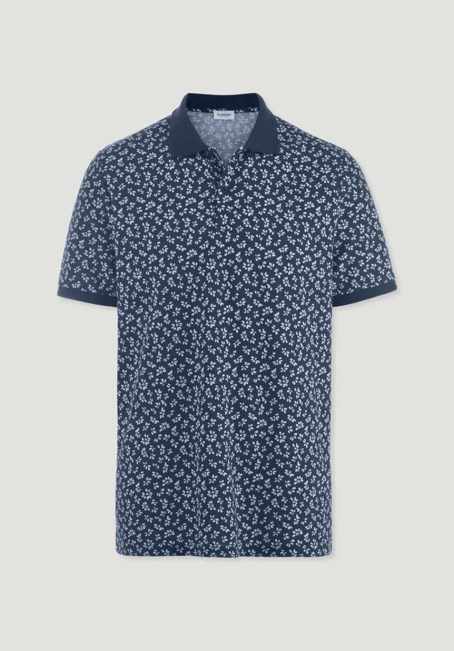 hessnatur Print Piqué Polo Relaxed aus reiner Bio-Baumwolle von nachtblau New