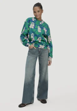 hessnatur Print Sweatshirt Oversize LIV LEE aus reiner Bio-Baumwolle von seegrün Sale