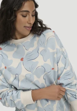 hessnatur Print Sweatshirt Oversize BETTER RECYCLING aus reiner Bio-Baumwolle von perlblau Hot