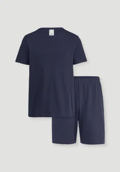 hessnatur Pyjama PURE NATURE aus reiner Bio-Baumwolle von dunkelblau Sale