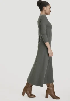 hessnatur Rib Kleid Midi Slim aus Bio-Baumwolle von tannengrün Clearance