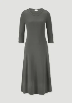 hessnatur Rib Kleid Midi Slim aus Bio-Baumwolle von tannengrün Clearance