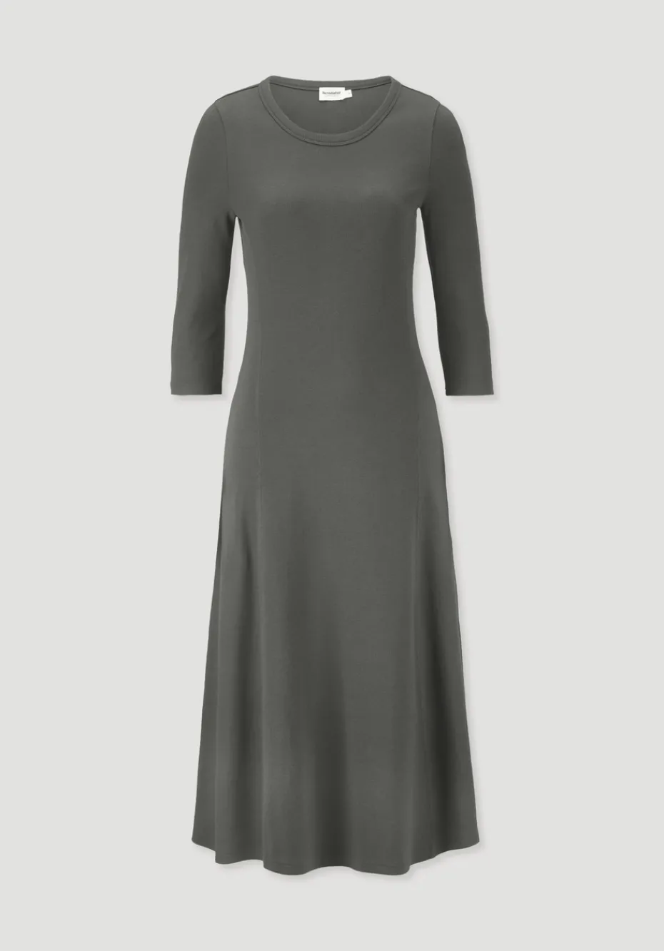 hessnatur Rib Kleid Midi Slim aus Bio-Baumwolle von tannengrün Clearance