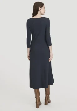 hessnatur Rib Kleid Midi Slim aus Bio-Baumwolle von marine Online