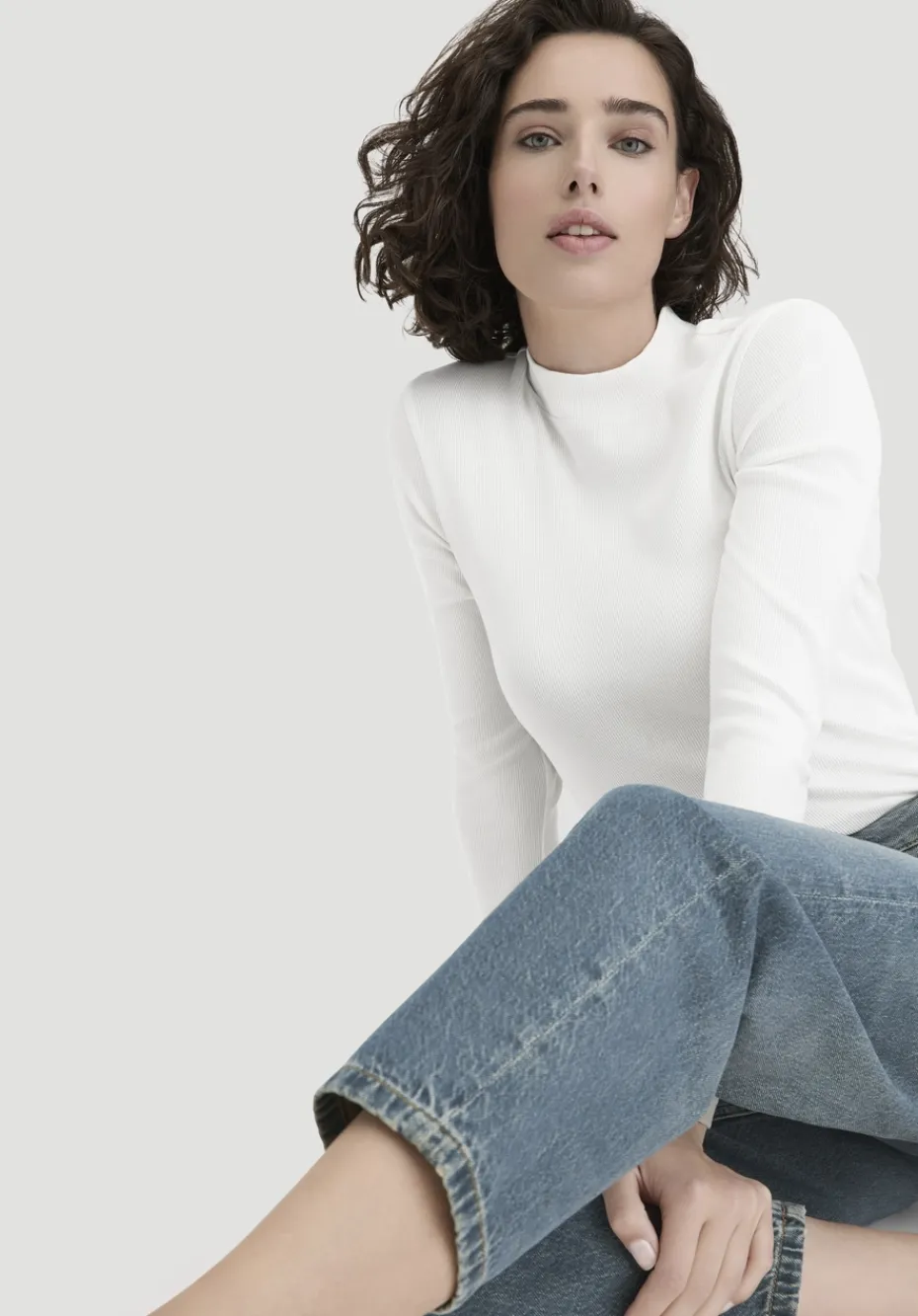 hessnatur Rib Longsleeve Slim aus Bio-Baumwolle von naturweiss New