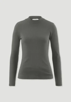 hessnatur Rib Longsleeve Slim aus Bio-Baumwolle von tannengrün Hot