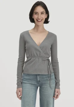 hessnatur Rib Longsleeve Slim aus Bio-Baumwolle von grau New