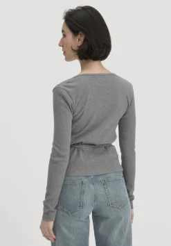 hessnatur Rib Longsleeve Slim aus Bio-Baumwolle von grau New