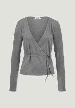 hessnatur Rib Longsleeve Slim aus Bio-Baumwolle von grau New