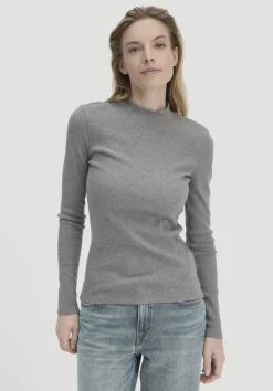 hessnatur Rib Longsleeve Slim aus Bio-Baumwolle von grau Sale