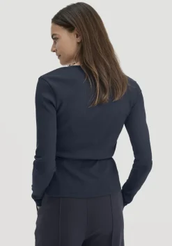 hessnatur Rib Longsleeve Slim aus Bio-Baumwolle von marine Online