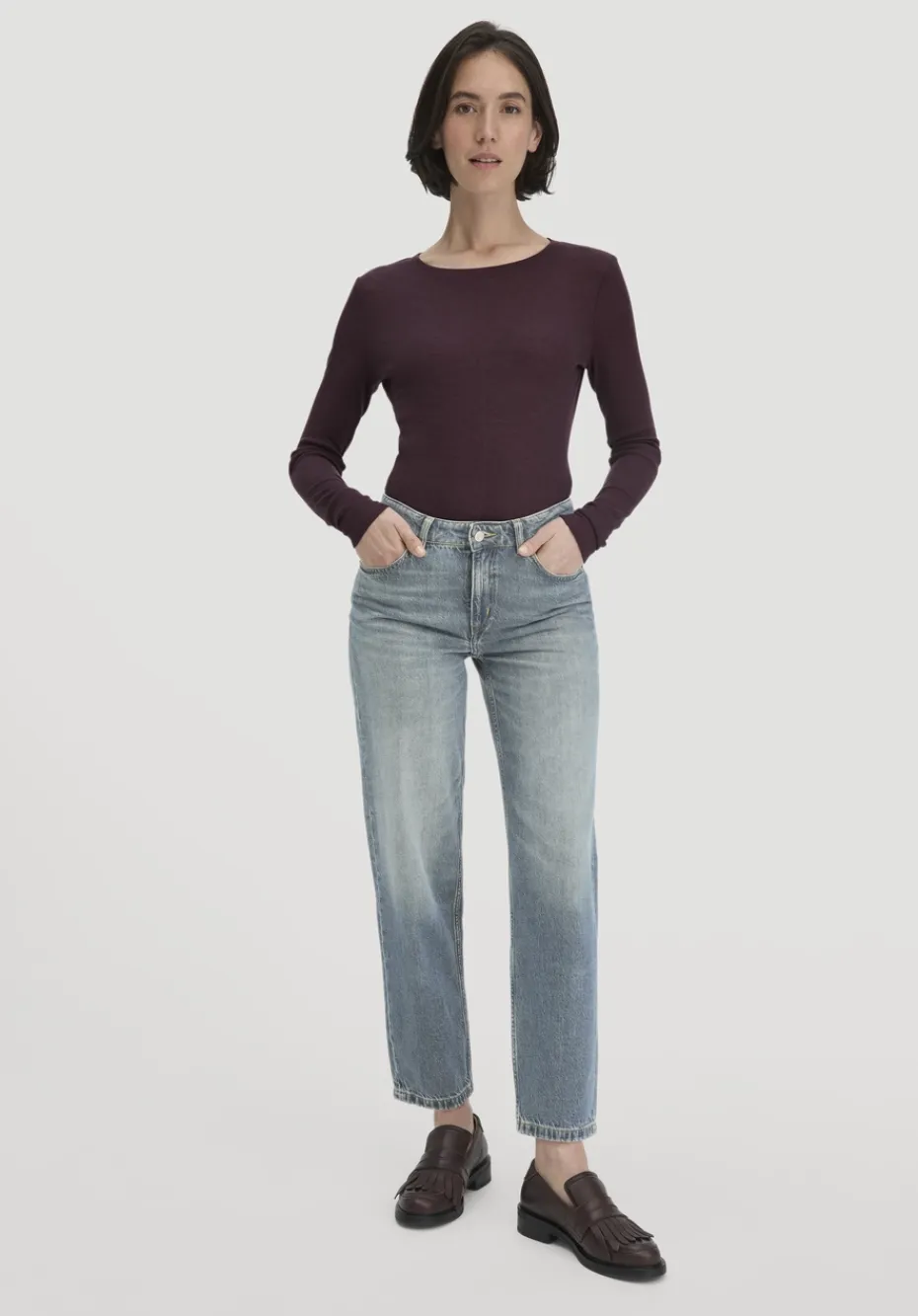 hessnatur Rib Shirt Slim aus Bio-Merinowolle und TENCEL™ Lyocell von schwarzbeere Best