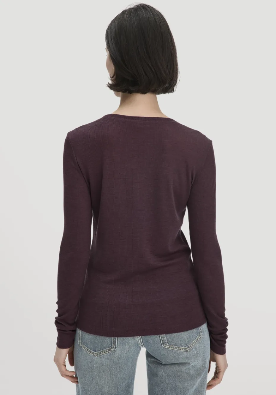 hessnatur Rib Shirt Slim aus Bio-Merinowolle und TENCEL™ Lyocell von schwarzbeere Best