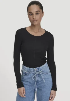 hessnatur Rib Shirt Slim aus Bio-Merinowolle und TENCEL™ Lyocell von schwarz Outlet
