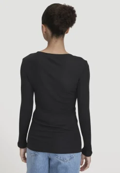 hessnatur Rib Shirt Slim aus Bio-Merinowolle und TENCEL™ Lyocell von schwarz Outlet