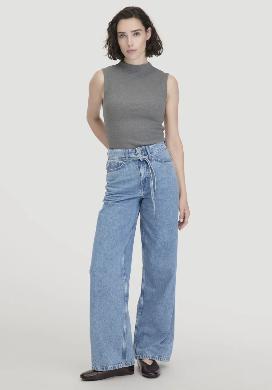 hessnatur Rib Top Slim aus Bio-Baumwolle von grau Clearance