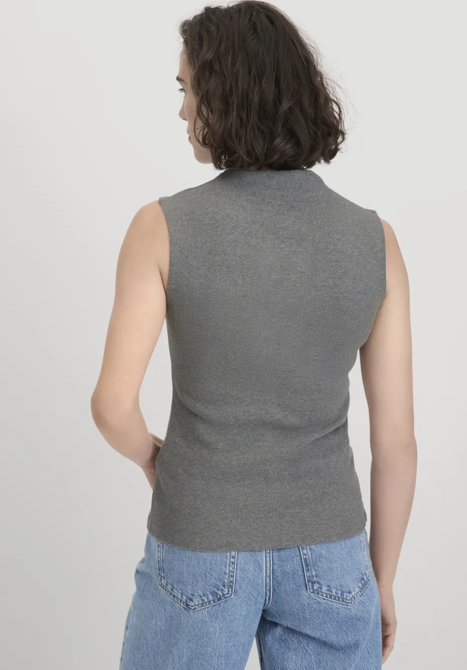 hessnatur Rib Top Slim aus Bio-Baumwolle von grau Clearance