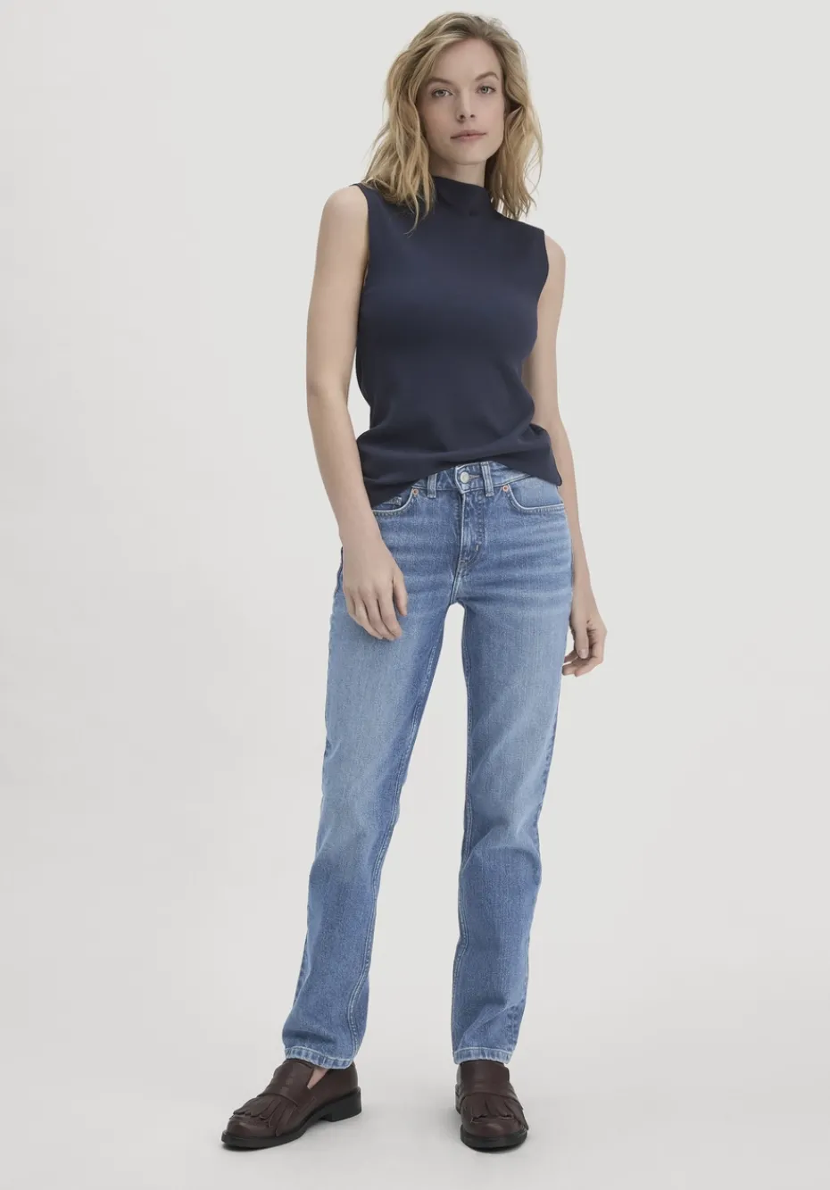 hessnatur Rib Top Slim aus Bio-Baumwolle von marine Sale