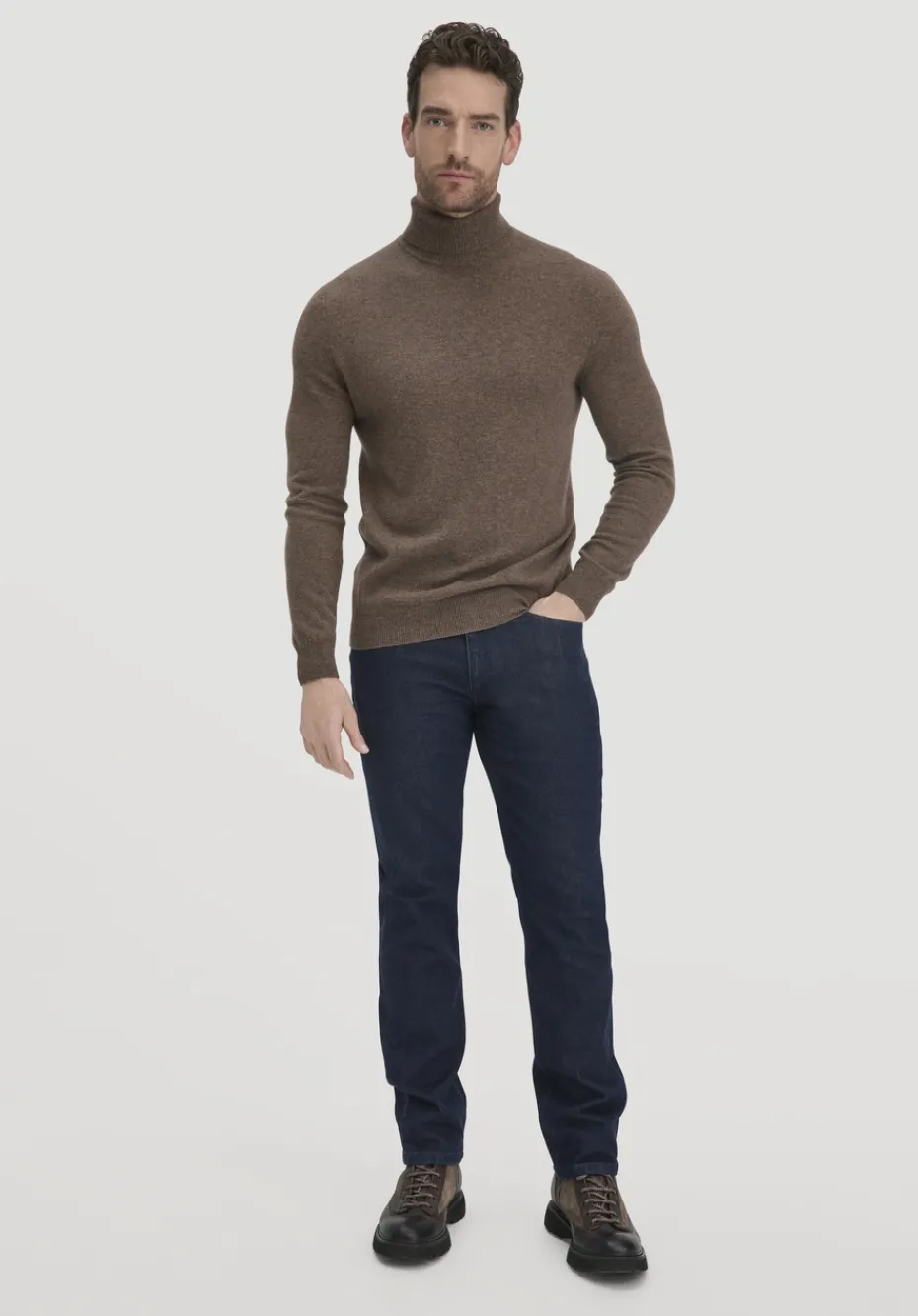 hessnatur Rollkragen Pullover Regular aus Bio-Merinowolle mit Cashmere von sand Online