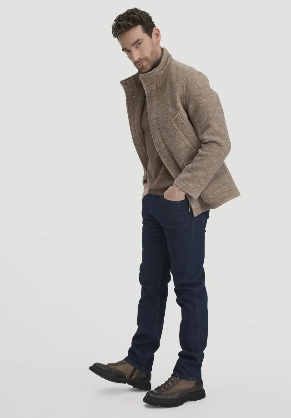 hessnatur Rollkragen Pullover Regular aus Bio-Merinowolle mit Cashmere von sand Online