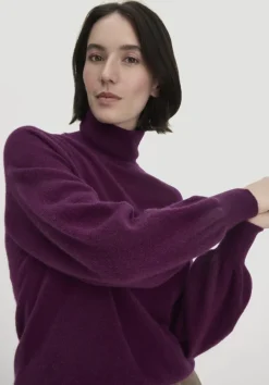 hessnatur Rollkragen Pullover Relaxed BETTER RECYCLING aus reinem Cashmere von dunkles purpur Discount