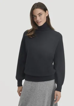 hessnatur Rollkragen Pullover Relaxed BETTER RECYCLING aus reinem Cashmere von schwarz Outlet