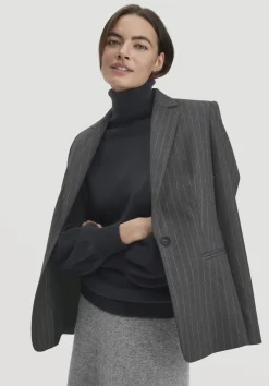 hessnatur Rollkragen Pullover Relaxed BETTER RECYCLING aus reinem Cashmere von schwarz Outlet