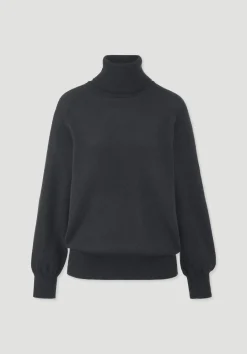 hessnatur Rollkragen Pullover Relaxed BETTER RECYCLING aus reinem Cashmere von schwarz Outlet