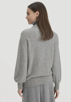 hessnatur Rollkragen Pullover Relaxed BETTER RECYCLING aus reinem Cashmere von hellgrau New